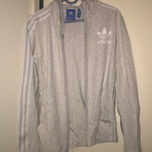 Adidas sweatshirt light grey *unreliable zipper*